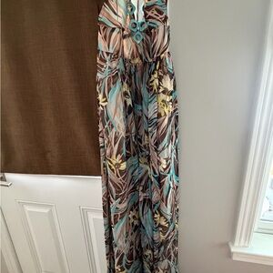 Floral Maxi Dress with Turquoise Accents